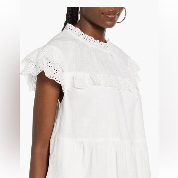 English Factory White Eyelet Dress Size M worn 3x - Picture 4 of 8